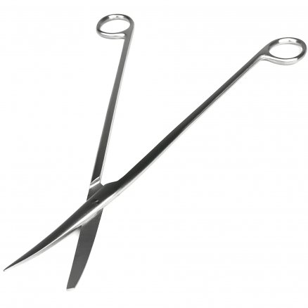 Ножиці по Metzenbaum, анатомічні, для розтину м'яких тканин, зігнуті, з одним гострим кінцем. Довжина 28 см